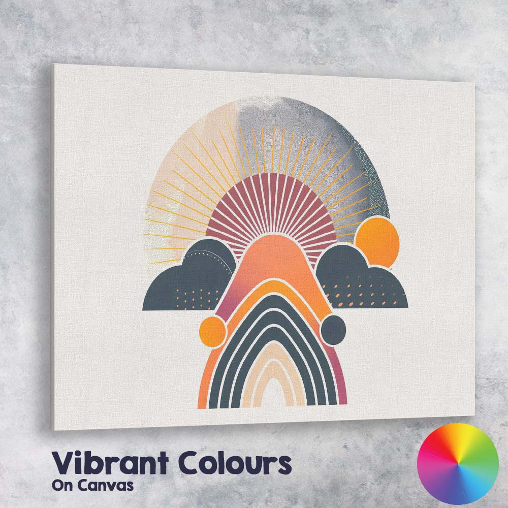 Abstract Rainbow Sunrise Geometric Landscape Boho Canvas Wall Art Print Decor Picture Ready to Hang