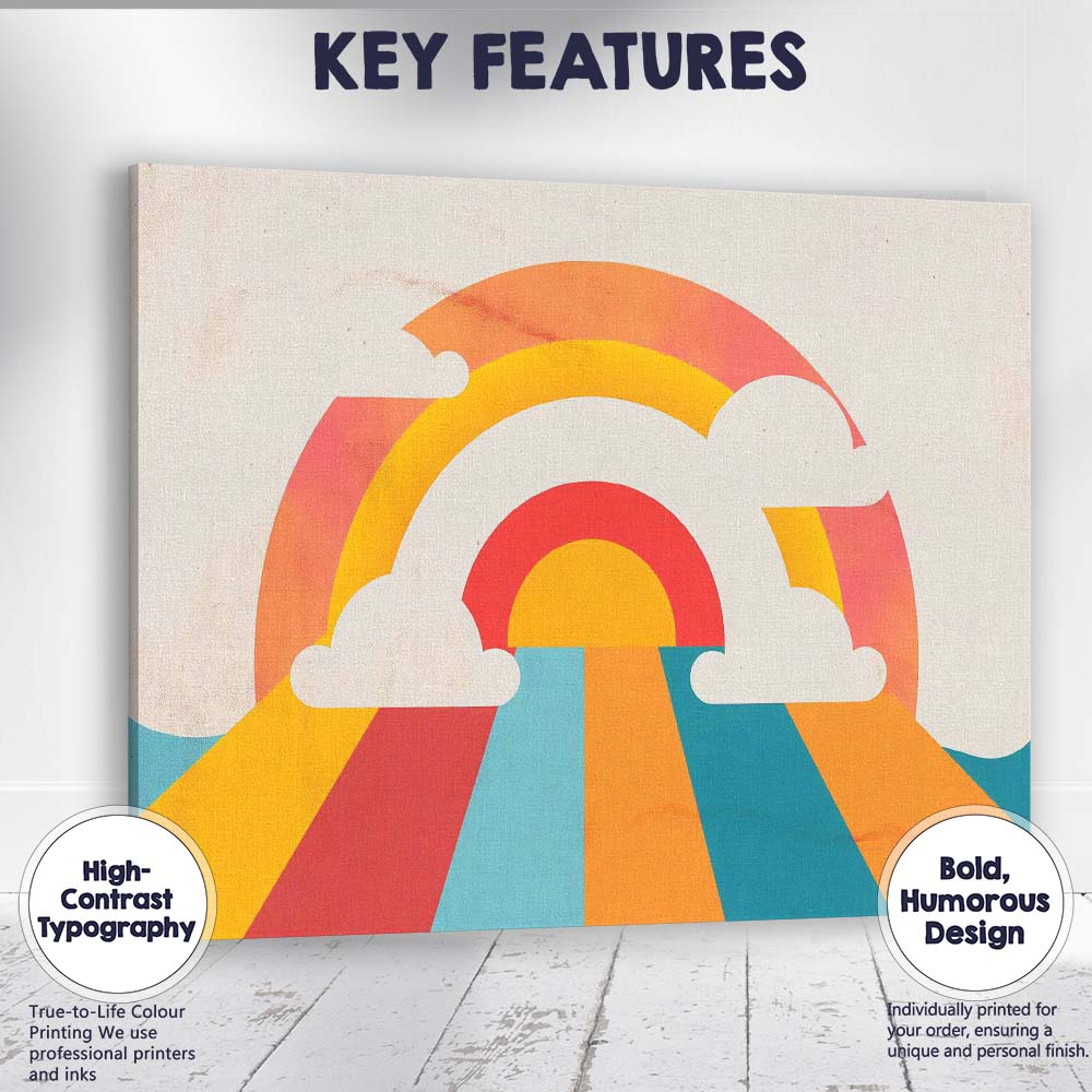 Abstract Rainbow Path Geometric Landscape Modern Canvas Wall Art Print Decor Picture Ready to Hang