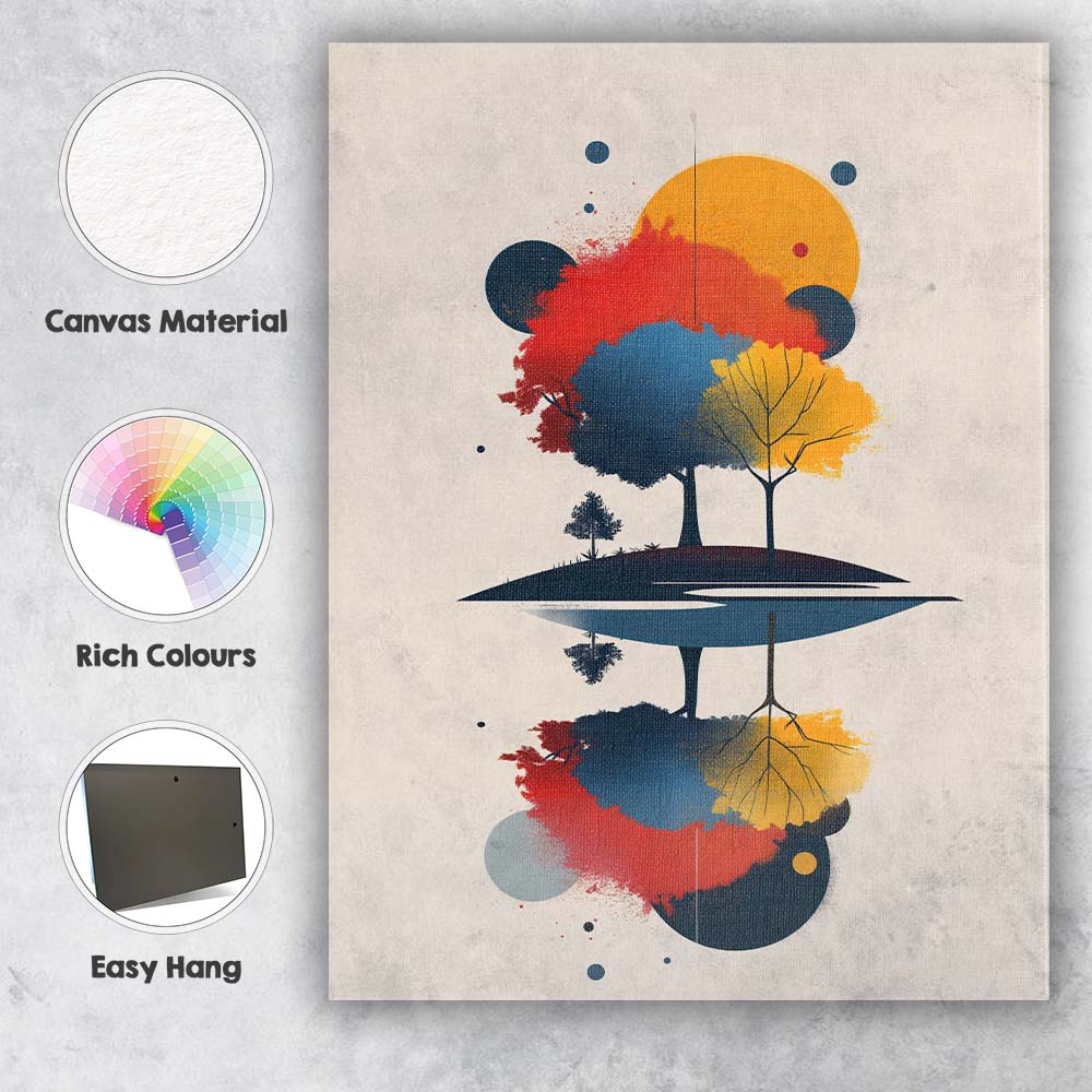 Colourful Abstract Forest Reflection Modern Landscape Canvas Wall Art Print Decor Picture Ready to Hang