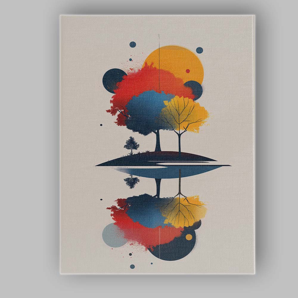 Colourful Abstract Forest Reflection Modern Landscape Canvas Wall Art Print Decor Picture Ready to Hang