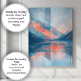 Contemporary Geometric Mountain Lake Reflection Abstract Landscape Canvas Wall Art Print Decor Picture Ready to Hang