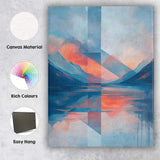 Contemporary Geometric Mountain Lake Reflection Abstract Landscape Canvas Wall Art Print Decor Picture Ready to Hang