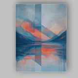 Contemporary Geometric Mountain Lake Reflection Abstract Landscape Canvas Wall Art Print Decor Picture Ready to Hang