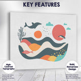 Abstract Ocean Dolphin Coastal Landscape Mid Century Modern Canvas Wall Art Print Decor Picture Ready to Hang