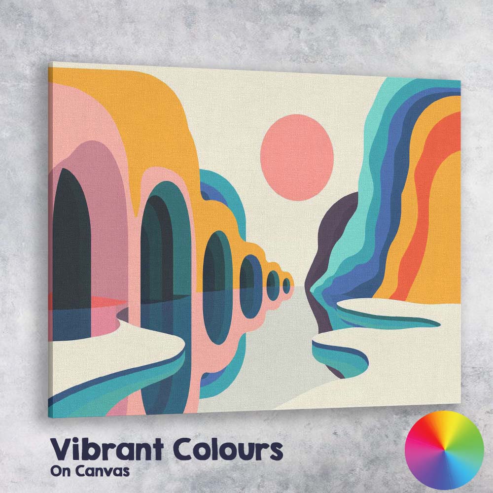 Surreal Colourful Abstract Archway Canyon Landscape Canvas Wall Art Print Decor Picture Ready to Hang