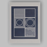 Modern Navy Blue Geometric Line Circle Grid Abstract Canvas Wall Art Print Decor Picture Ready to Hang