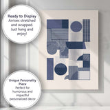 Navy Blue Geometric Patchwork Abstract Pattern Canvas Wall Art Print Decor Picture Ready to Hang