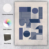Navy Blue Geometric Patchwork Abstract Pattern Canvas Wall Art Print Decor Picture Ready to Hang