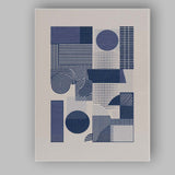 Navy Blue Geometric Patchwork Abstract Pattern Canvas Wall Art Print Decor Picture Ready to Hang
