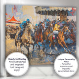 Impressionist Equestrian Carousel Horse Riders Fairground Canvas Wall Art Print Decor Picture Ready to Hang