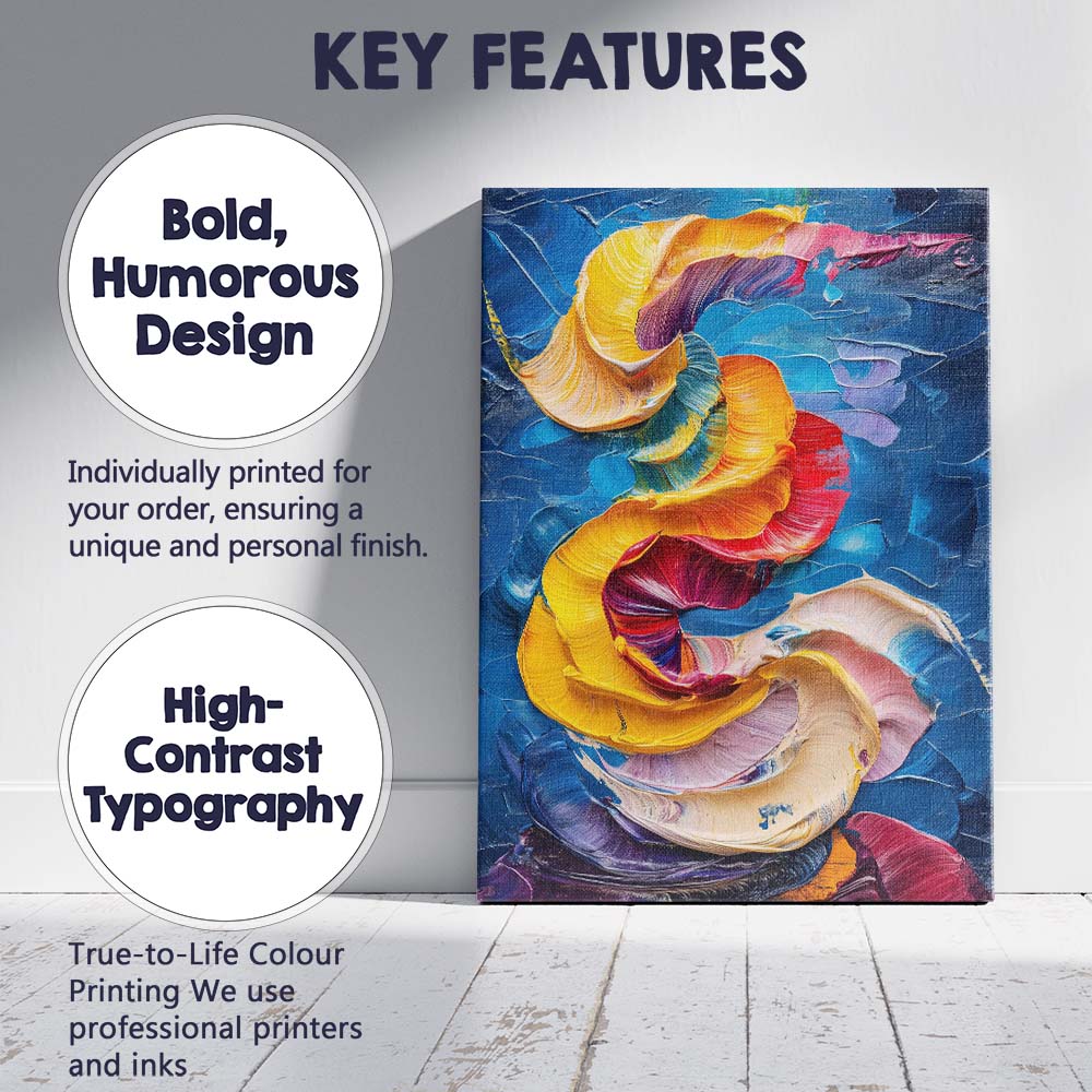 Colourful Flowing Ribbon Abstract Impasto Painting Canvas Wall Art Print Decor Picture Ready to Hang
