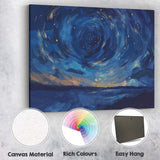 Midnight Blue Starry Sky Swirl Abstract Landscape Canvas Wall Art Print Decor Picture Ready to Hang