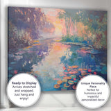 Dreamy Water Lily Pond Sunset Impressionist Landscape Canvas Wall Art Print Decor Picture Ready to Hang