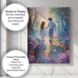 Children Walking Through Enchanted Woodland Impressionist Canvas Wall Art Print Decor Picture Ready to Hang