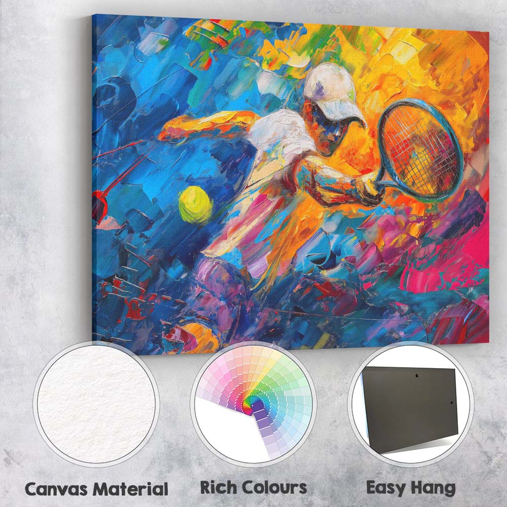 Vibrant Tennis Player Action Abstract Palette Knife Painting Canvas Wall Art Print Decor Picture Ready to Hang