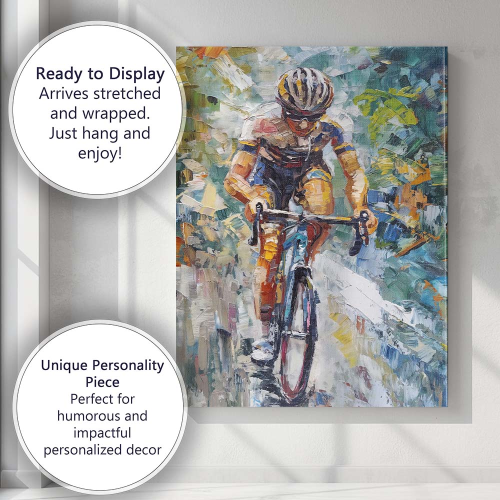 Abstract Cycling Race Peloton Expressionist Sports Painting Canvas Wall Art Print Decor Picture Ready to Hang