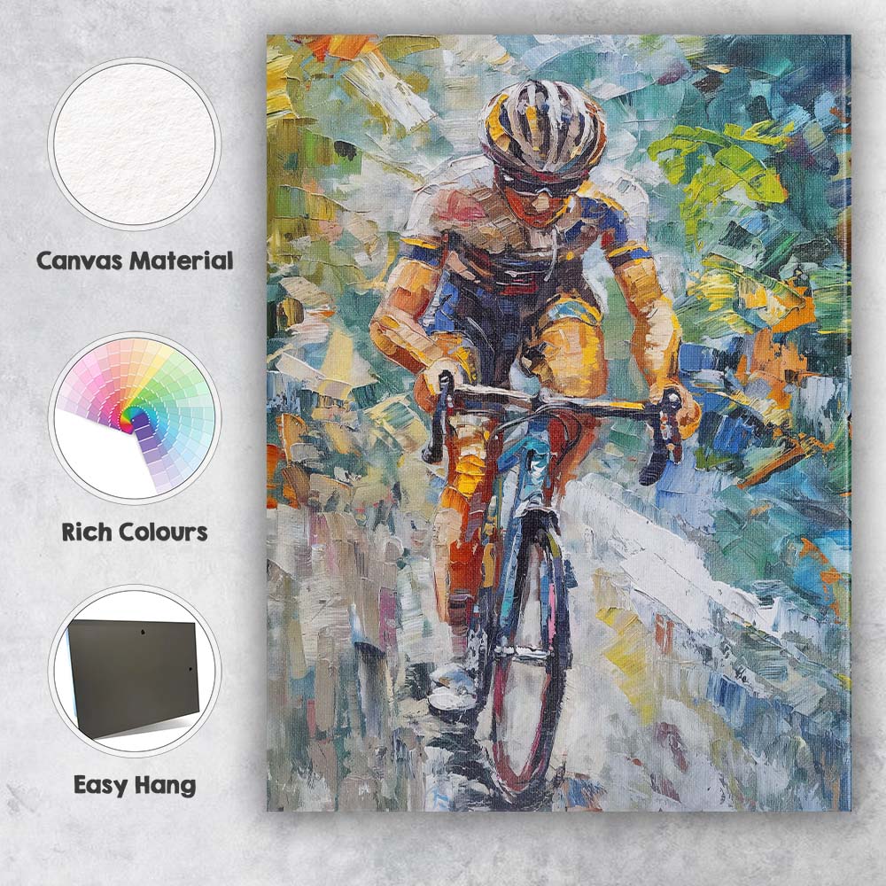 Abstract Cycling Race Peloton Expressionist Sports Painting Canvas Wall Art Print Decor Picture Ready to Hang
