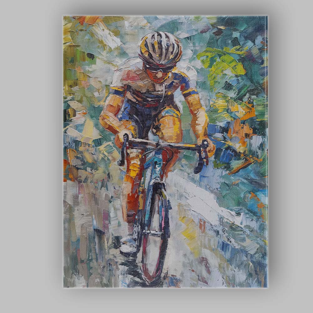 Abstract Cycling Race Peloton Expressionist Sports Painting Canvas Wall Art Print Decor Picture Ready to Hang