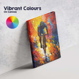 Colourful Solo Road Cyclist Modern Expressionist Sports Painting Canvas Wall Art Print Decor Picture Ready to Hang