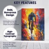 Colourful Solo Road Cyclist Modern Expressionist Sports Painting Canvas Wall Art Print Decor Picture Ready to Hang