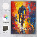 Colourful Solo Road Cyclist Modern Expressionist Sports Painting Canvas Wall Art Print Decor Picture Ready to Hang