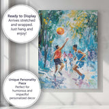 Impressionist Basketball Game Outdoor Court Sporting Art Canvas Wall Art Print Decor Picture Ready to Hang