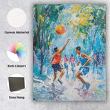 Impressionist Basketball Game Outdoor Court Sporting Art Canvas Wall Art Print Decor Picture Ready to Hang