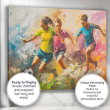 Dynamic Youth Football Match Abstract Action Painting Canvas Wall Art Print Decor Picture Ready to Hang