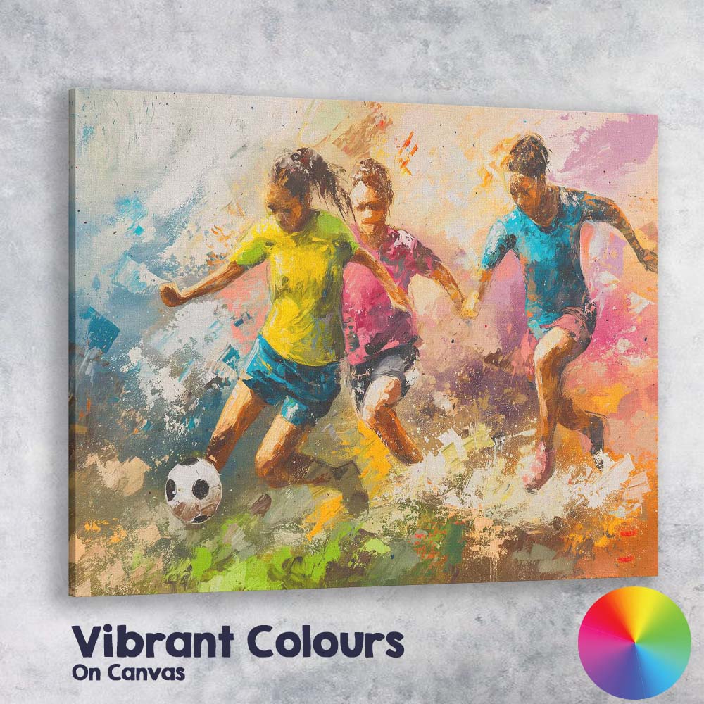 Dynamic Youth Football Match Abstract Action Painting Canvas Wall Art Print Decor Picture Ready to Hang