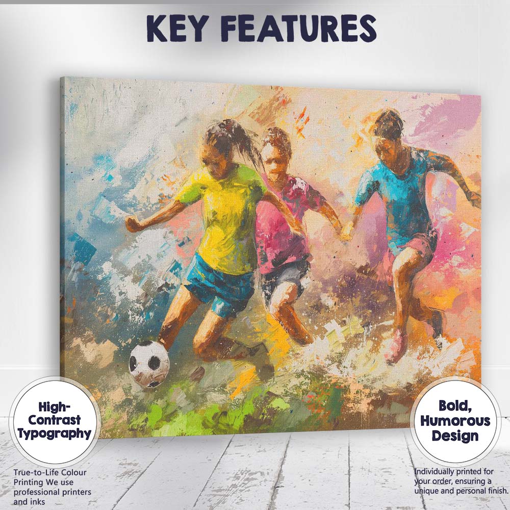 Dynamic Youth Football Match Abstract Action Painting Canvas Wall Art Print Decor Picture Ready to Hang