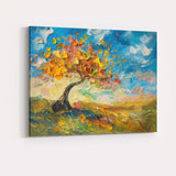 Autumn Tree Impressionist Landscape Palette Knife Painting Canvas Wall Art Print Decor Picture Ready to Hang