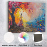 Romantic Woman by Sunset Colourful Impasto Palette Knife Painting Canvas Wall Art Print Decor Picture Ready to Hang