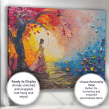Romantic Woman by Sunset Colourful Impasto Palette Knife Painting Canvas Wall Art Print Decor Picture Ready to Hang