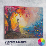 Romantic Woman by Sunset Colourful Impasto Palette Knife Painting Canvas Wall Art Print Decor Picture Ready to Hang