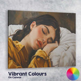 Sleeping Freckled Girl Realistic Portrait Painting Canvas Wall Art Print Decor Picture Ready to Hang