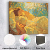 Elegant Art Nouveau Sleeping Woman Decorative Portrait Canvas Wall Art Print Decor Picture Ready to Hang