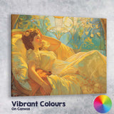 Elegant Art Nouveau Sleeping Woman Decorative Portrait Canvas Wall Art Print Decor Picture Ready to Hang