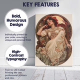 Romantic Sleeping Lady Floral Dress Art Nouveau Illustration Canvas Wall Art Print Decor Picture Ready to Hang