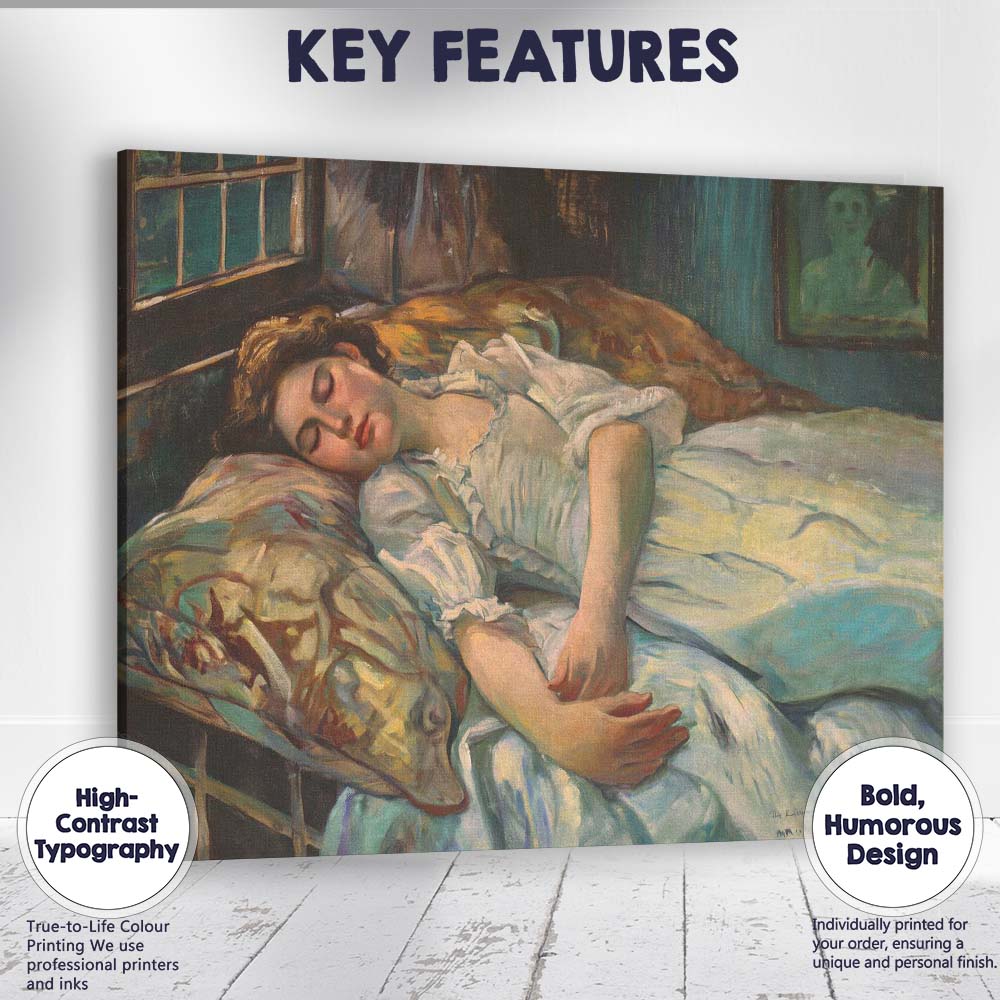 Classic Sleeping Woman Bedroom Portrait Traditional Oil Painting Canvas Wall Art Print Decor Picture Ready to Hang