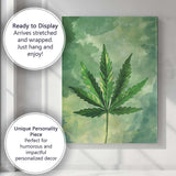 Green Cannabis Leaf Botanical Watercolour Illustration Canvas Wall Art Print Decor Picture Ready to Hang