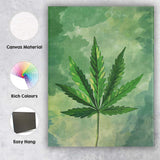 Green Cannabis Leaf Botanical Watercolour Illustration Canvas Wall Art Print Decor Picture Ready to Hang