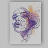 Modern Geometric Line Art Female Portrait Abstract Illustration Canvas Wall Art Print Decor Picture Ready to Hang
