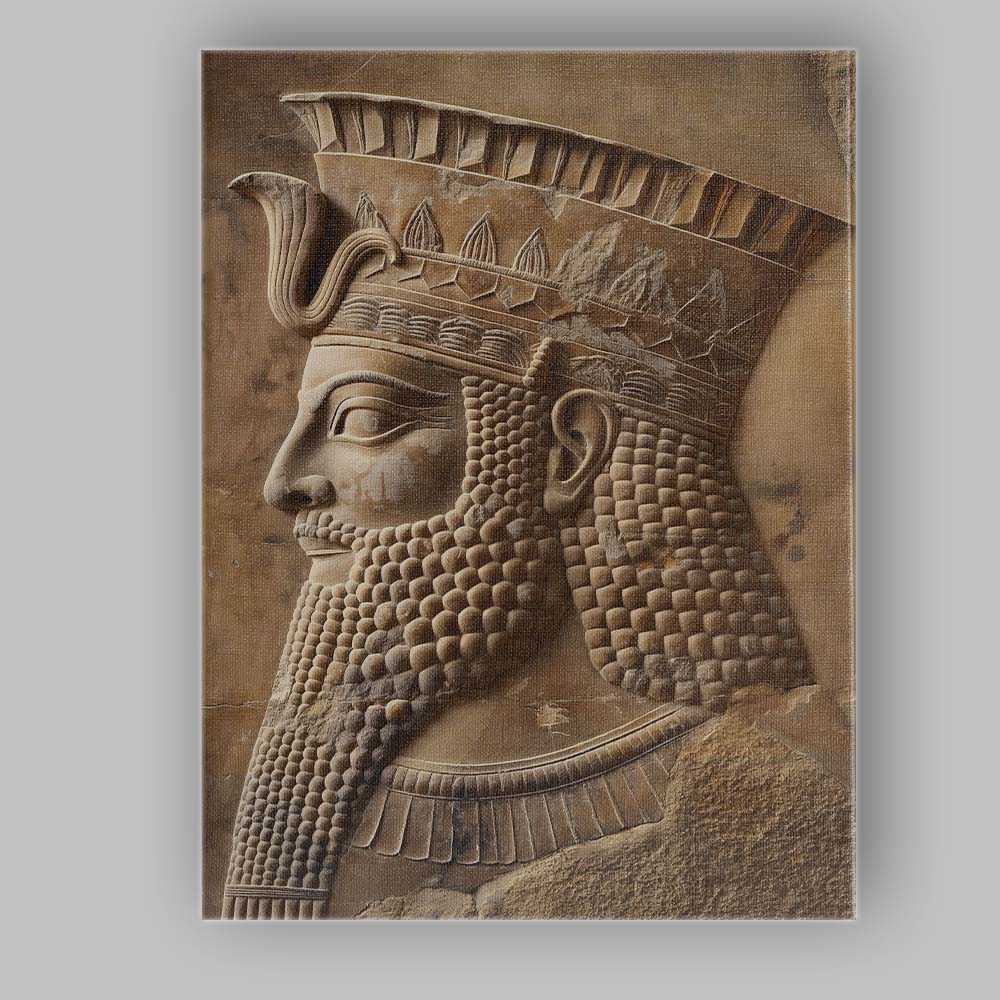 Ancient Mesopotamian King Stone Relief Historical Sculpture Canvas Wall Art Print Decor Picture Ready to Hang