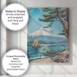 Mount Fuji Lakeside Sailboats Japanese Landscape Painting Canvas Wall Art Print Decor Picture Ready to Hang