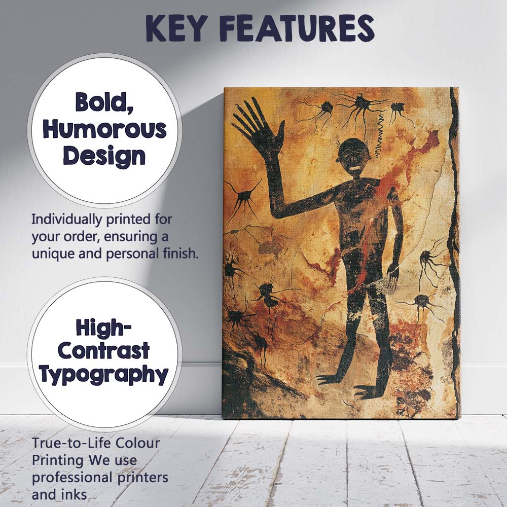 Prehistoric Cave Painting Primitive Human Figure Artwork Canvas Wall Art Print Decor Picture Ready to Hang