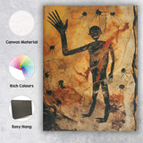 Prehistoric Cave Painting Primitive Human Figure Artwork Canvas Wall Art Print Decor Picture Ready to Hang