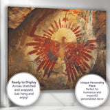 Prehistoric Cave Art Sun Bird Tribal Rock Painting Canvas Wall Art Print Decor Picture Ready to Hang