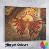 Prehistoric Cave Art Sun Bird Tribal Rock Painting Canvas Wall Art Print Decor Picture Ready to Hang