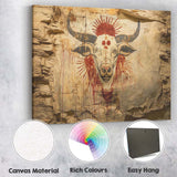 Primitive Bull Skull Tribal Cave Painting Canvas Wall Art Print Decor Picture Ready to Hang
