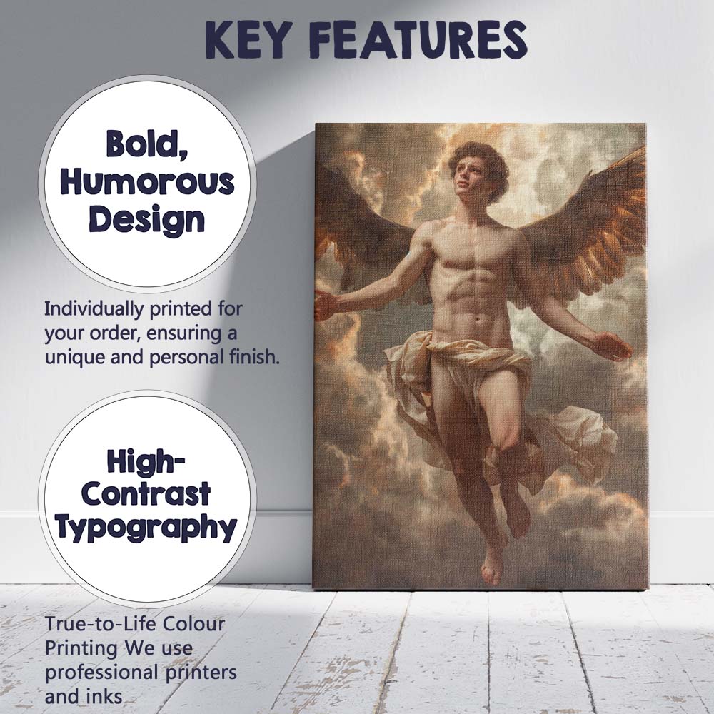 Heavenly Winged Angel Figure Dramatic Cloudscape Classical Fantasy Canvas Wall Art Print Decor Picture Ready to Hang